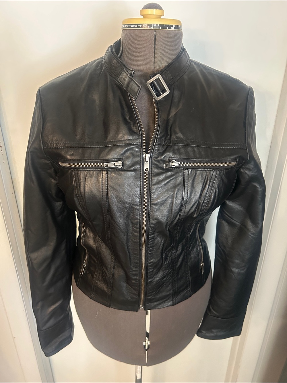 Women's Black Genuine Leather Motorcycle Moto Biker Jacket